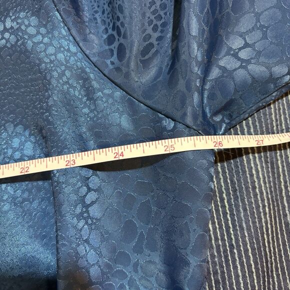 Zac & Rachel Blouse Womens 1X Teal Satin Animal Print Puff Sleeve Boho Chic Top - Picture 9 of 11